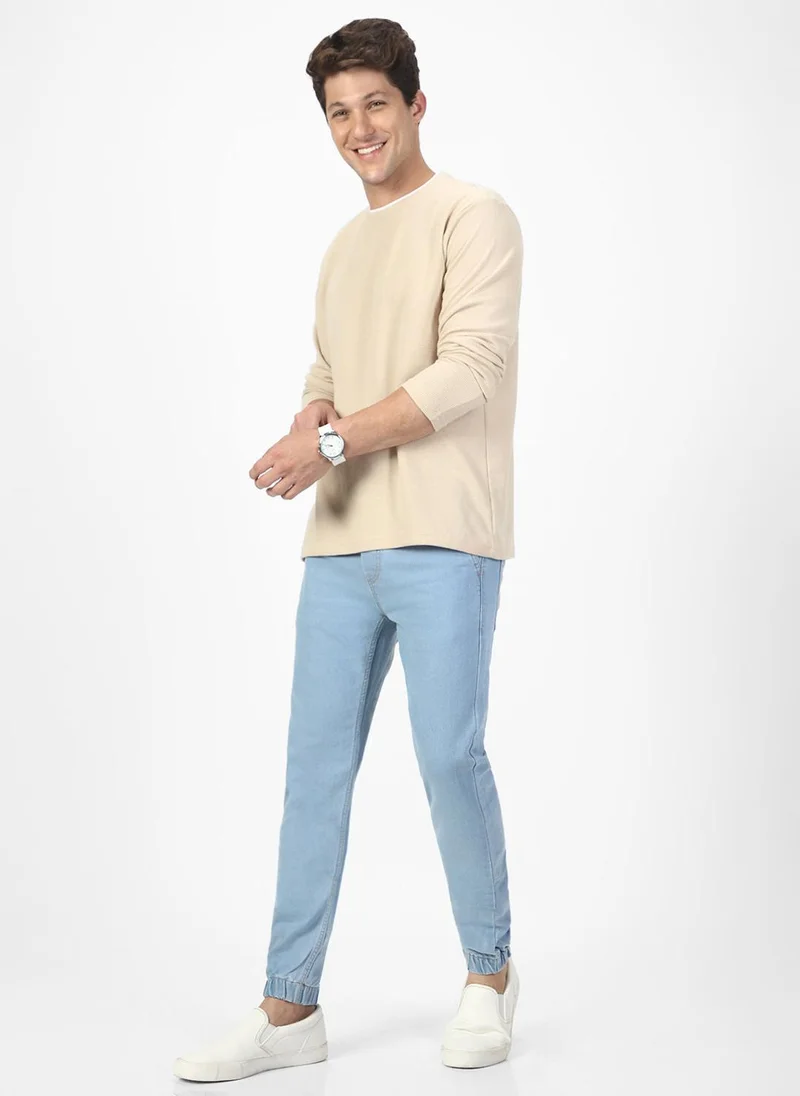 Urbano Fashion  Urbano Fashion Men's Ice Blue Slim Fit Washed Jogger Jeans Stretch for Men | Best Price UAE